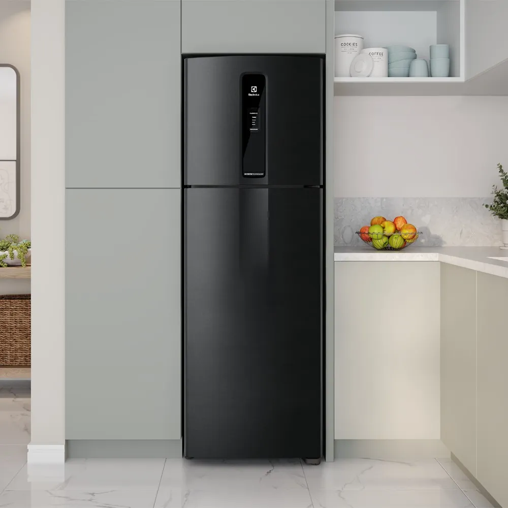 Geladeira Electrolux Frost Free Inverter 390L Efficient AutoSense Duplex Black Inox Look (IF43B)