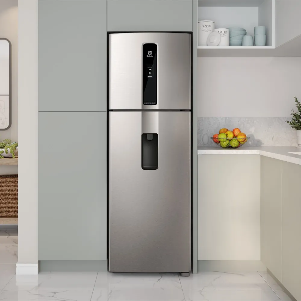 Geladeira Electrolux Frost Free Inverter 389L Água na Porta AutoSense cor Inox Look (IW43S)