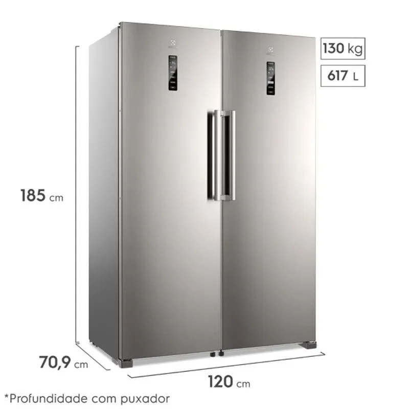 Kit Geladeira Electrolux Frost Free 354L Experience Com Autosense (RTI4S) + Freezer Electrolux 273L Experience Com Inverter cor Inox Twins (FTI4S)