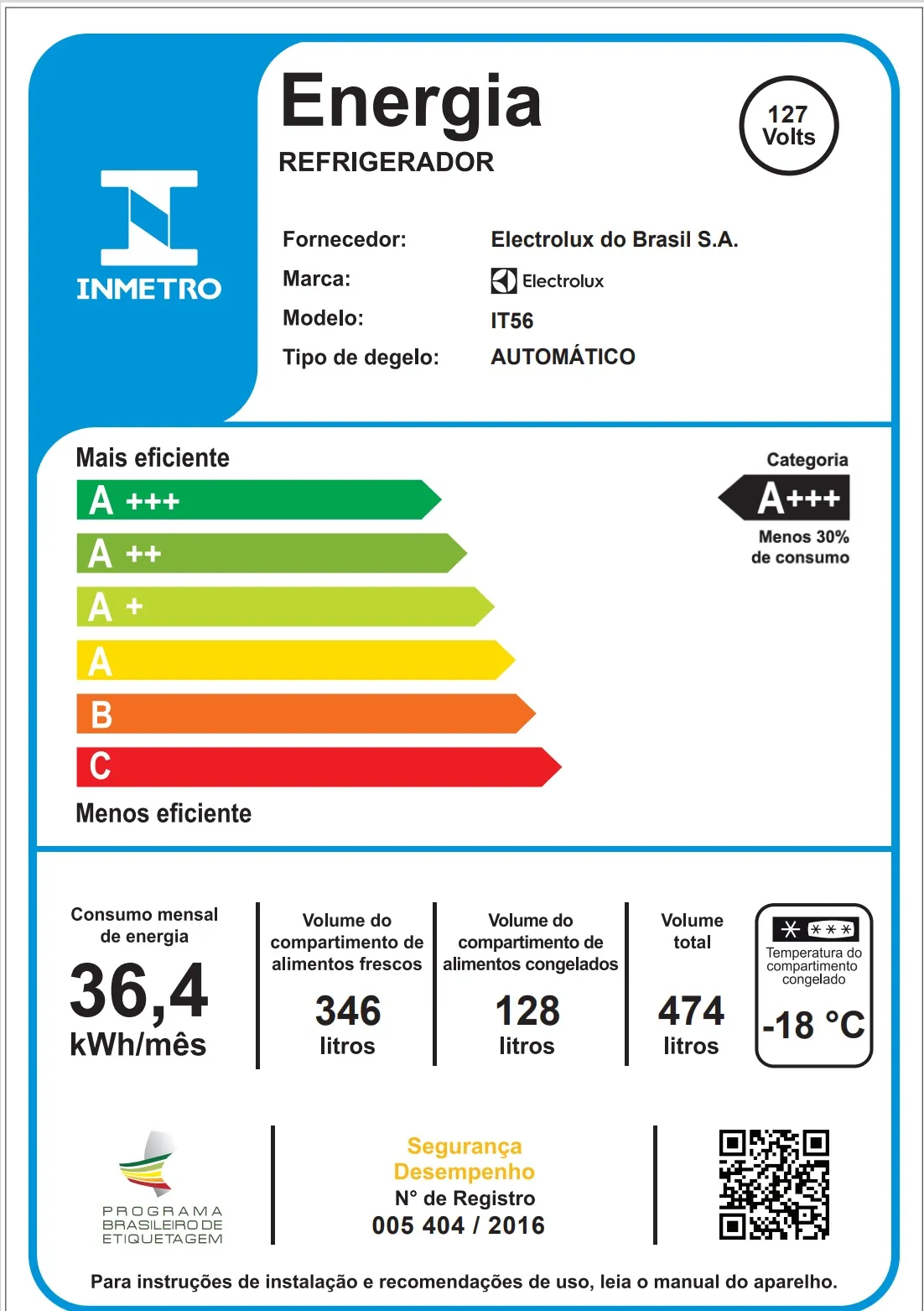 Geladeira Electrolux Frost Free Inverter 474L Efficient Duplex Branca (IT56)