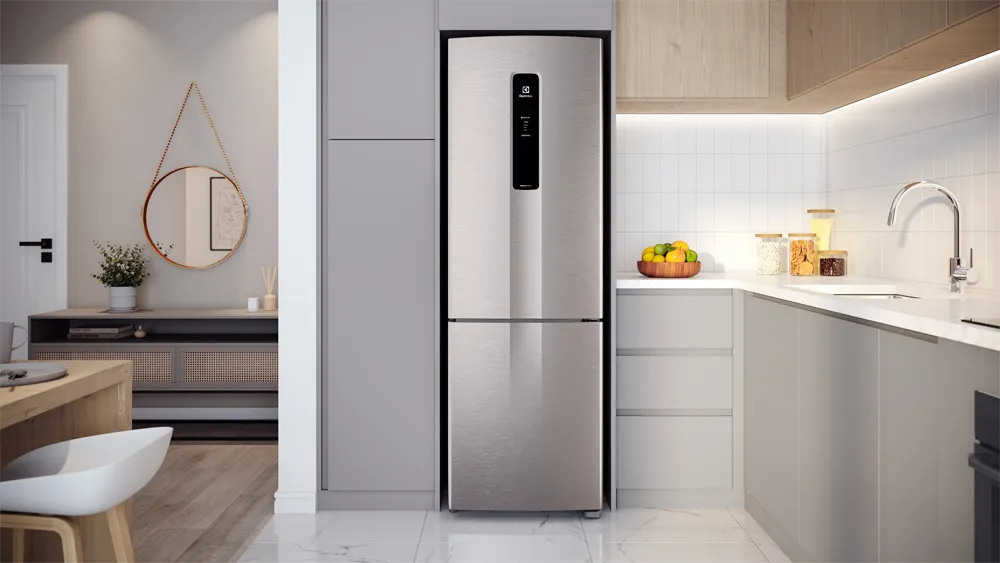 Geladeira Electrolux Frost Free 400L Efficient AutoSense Inverse cor Inox Look (DB44S)