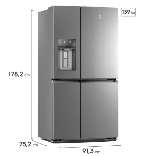 Geladeira Electrolux Frost Free Inverter 585L FlexiSpace Conectada Wi-fi 4 Portas Cor Inox (DQ90X)
