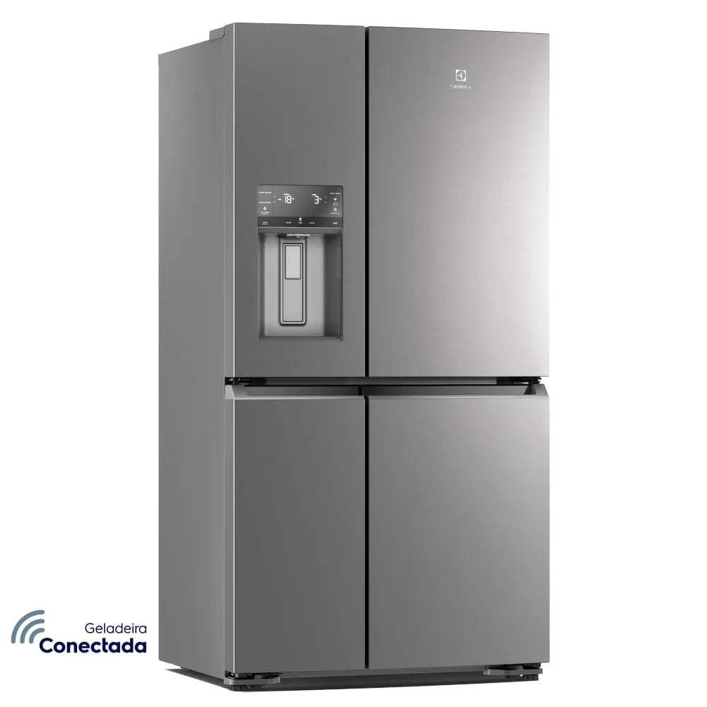 Geladeira Electrolux Frost Free Inverter 585L FlexiSpace Conectada Wi-fi 4 Portas Cor Inox (DQ90X)