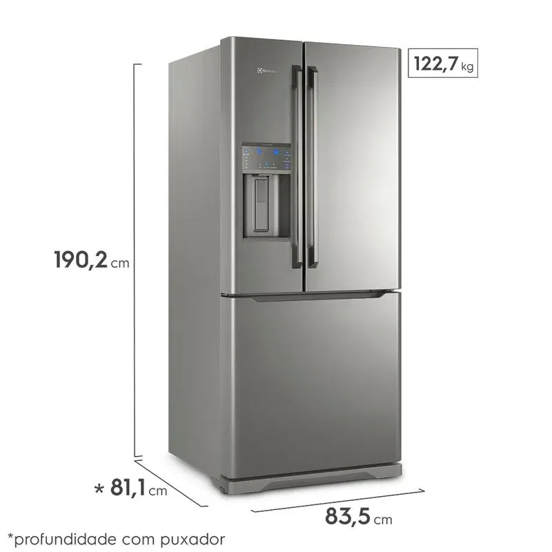 Geladeira Electrolux Frost Free Inverter 538L Efficient 3 Portas Cor Inox (DM86X)