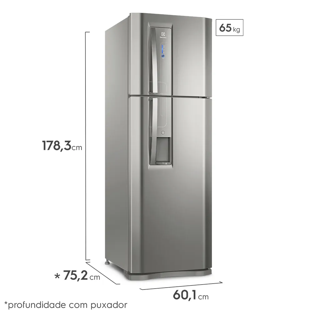 Geladeira Electrolux Frost Free 382L Dispenser de Água Duplex Cor Inox (TW42S)