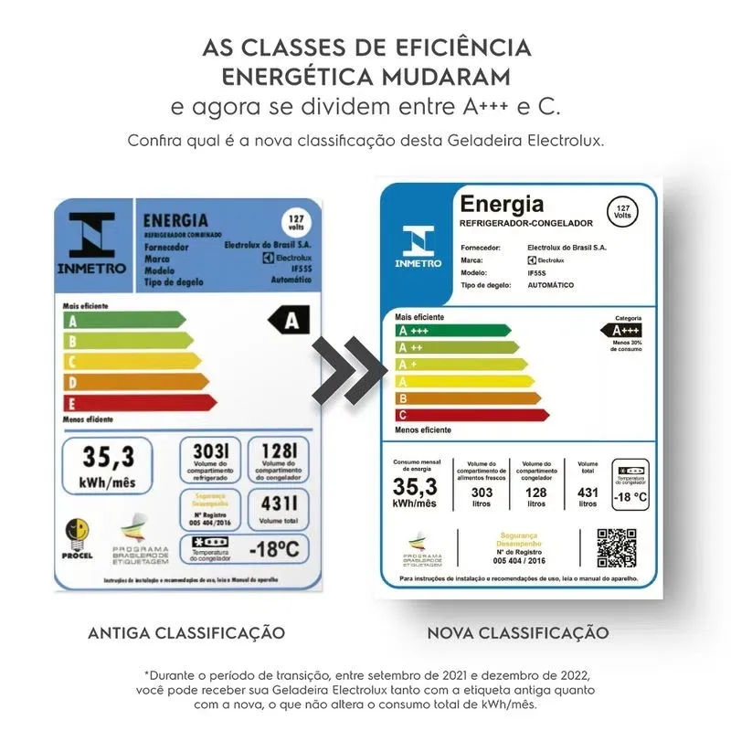 Geladeira Electrolux Frost Free Inverter 431L Efficient Duplex Cor Inox (IF55S)