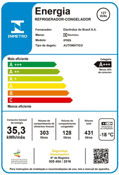 Geladeira Electrolux Frost Free Inverter 431L Efficient Duplex Cor Inox (IF55S)