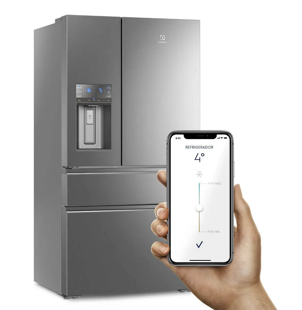 Geladeira Electrolux Frost Free Inverter 540L FlexiSpace Conectada Wi-fi 4 Portas Cor Inox (DM91X)