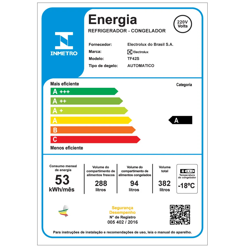 Geladeira Electrolux Frost Free 382L Duplex Cor Inox (TF42S)