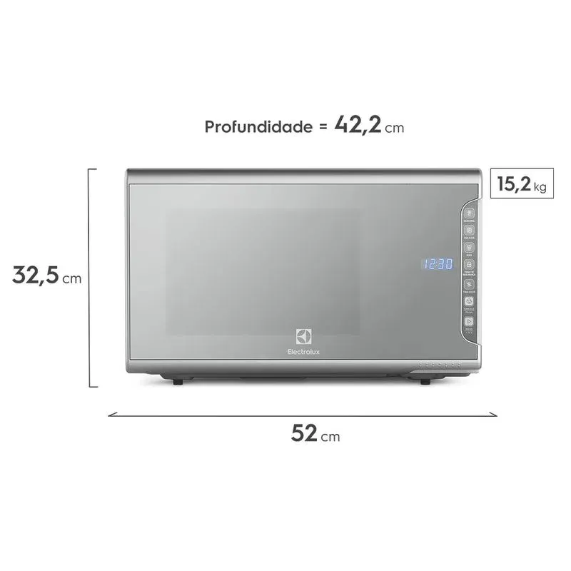 Micro-ondas Electrolux 31L cor Inox Espelhado com Painel Integrado e Função Tira Odor (MI41S)