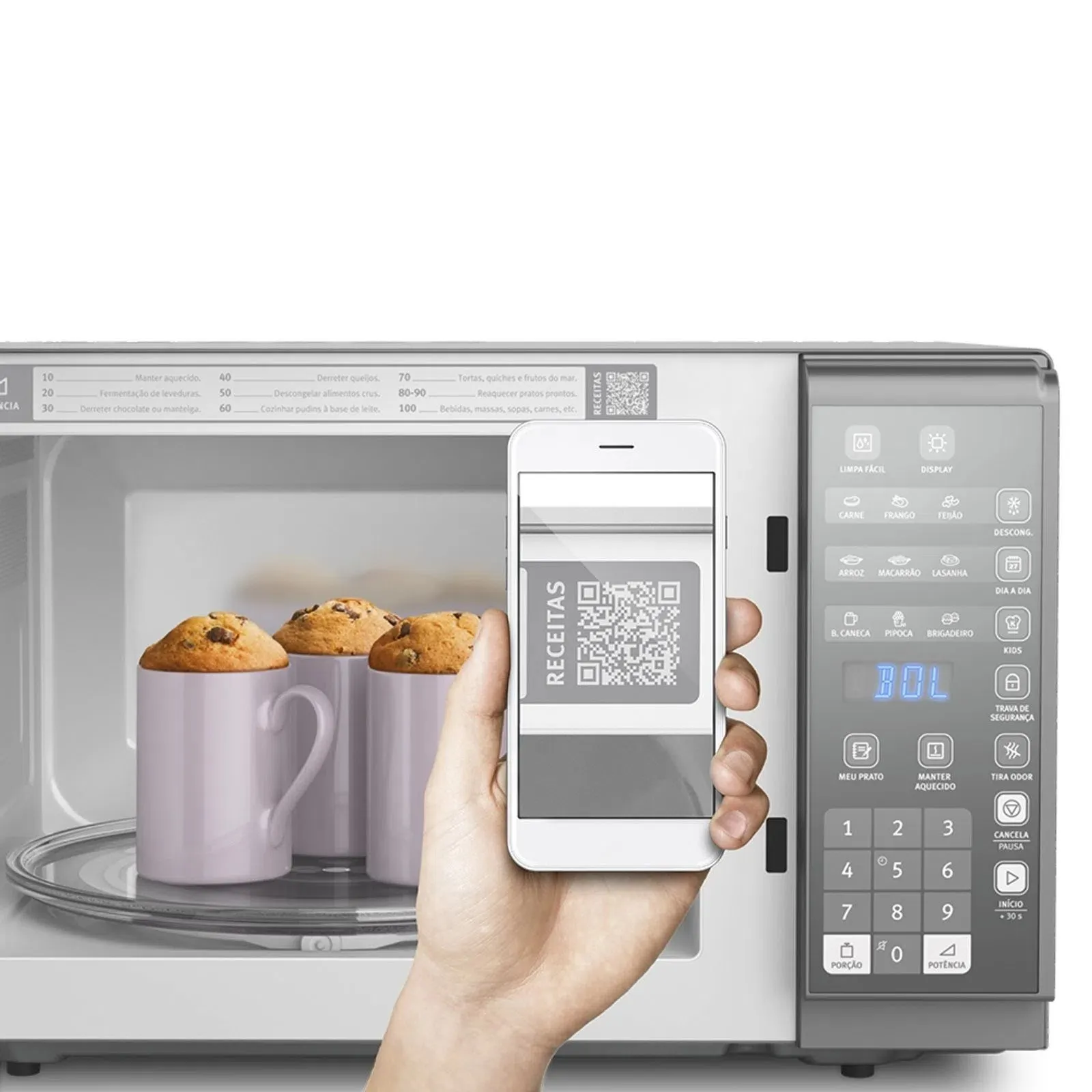 Micro-ondas Electrolux 31L cor Inox Espelhado com Painel Integrado e Função Tira Odor (MI41S)
