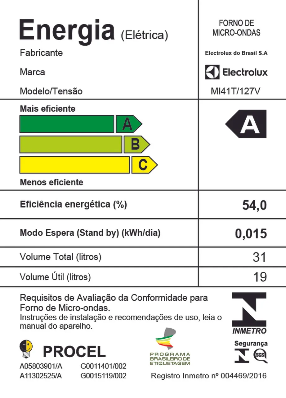 Micro-ondas Electrolux 31L Branco com Painel Integrado e Display Econômico (MI41T)