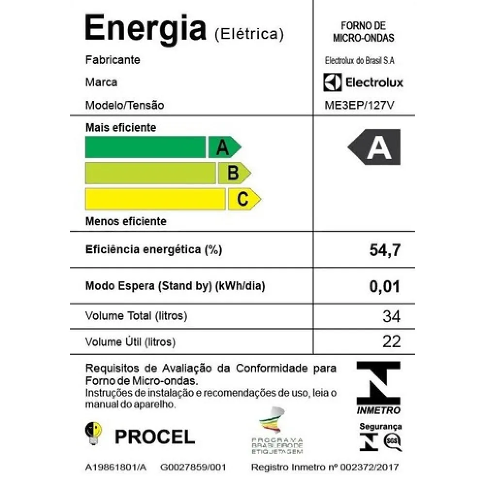 Micro-ondas de Embutir Electrolux 34L Preto com Painel Digital e Função Tira odor (ME3EP)