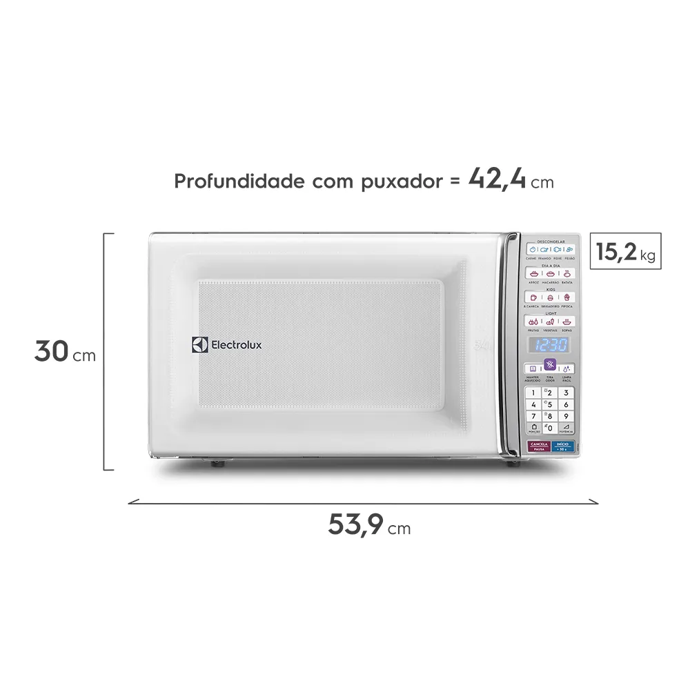 Micro-ondas Electrolux 34L Branco com Função Tira Odor e Manter Aquecido (MEO44)