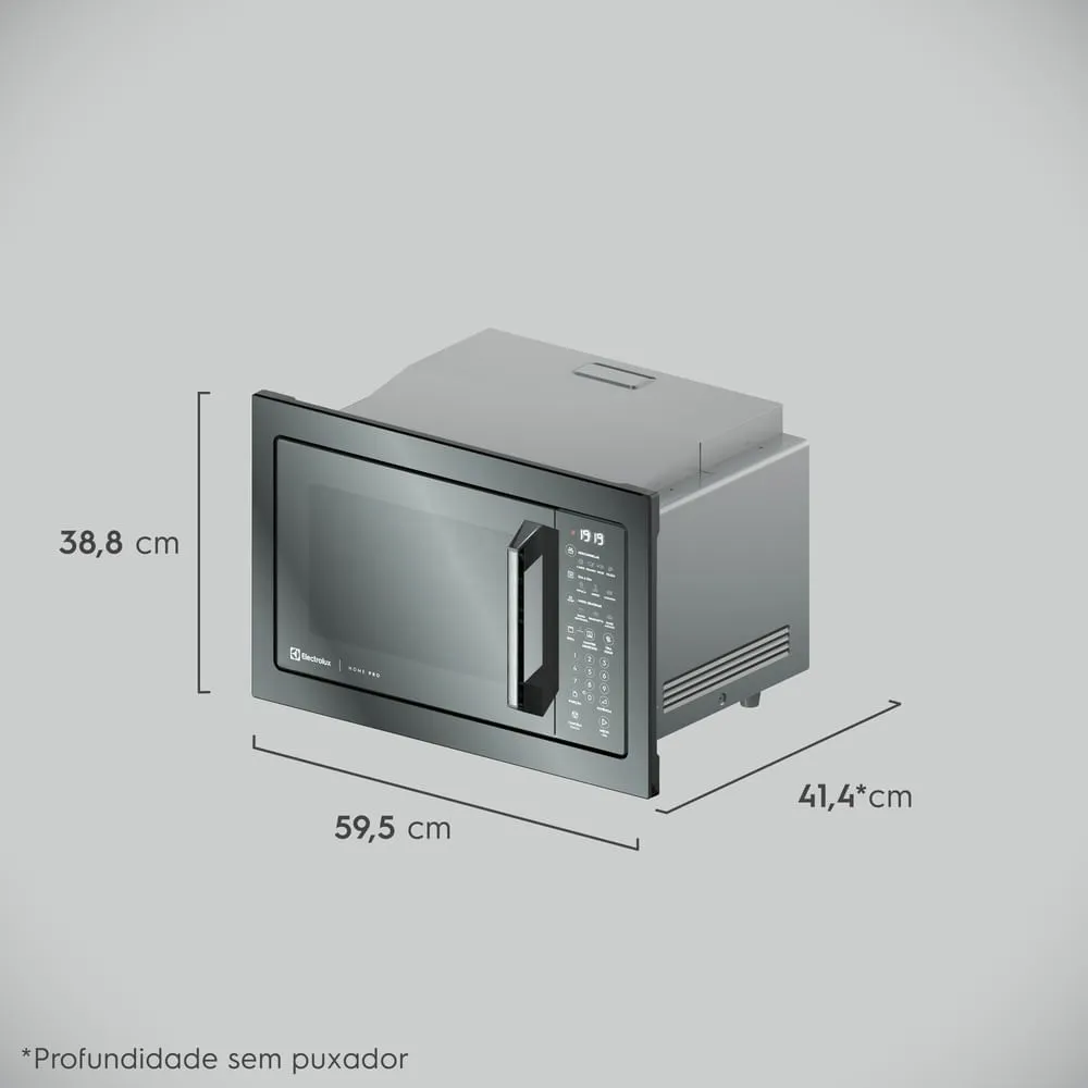 Micro-ondas de Embutir Electrolux 34L Inox Espelhado Home Pro com Grill e Função Tira Odor (ME3HP)