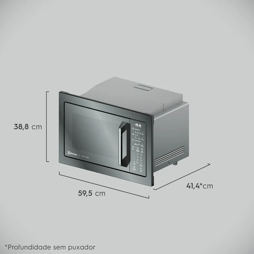 Micro-ondas de Embutir Electrolux 34L Inox Espelhado Home Pro com Grill e Função Tira Odor (ME3HP)