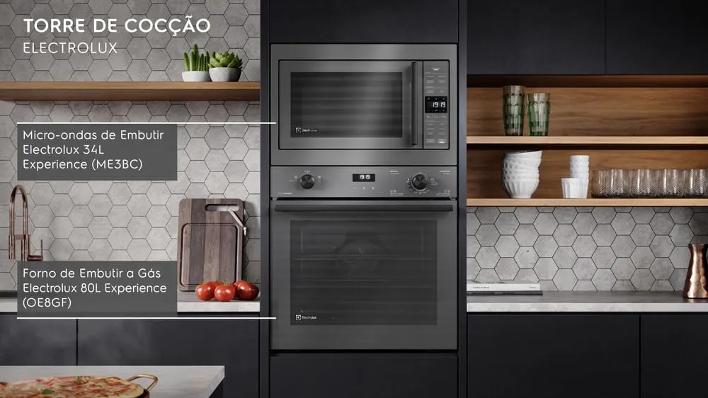 Micro-ondas de Embutir Electrolux 34L cor Inox Experience com Painel Inteligente (ME3BC)