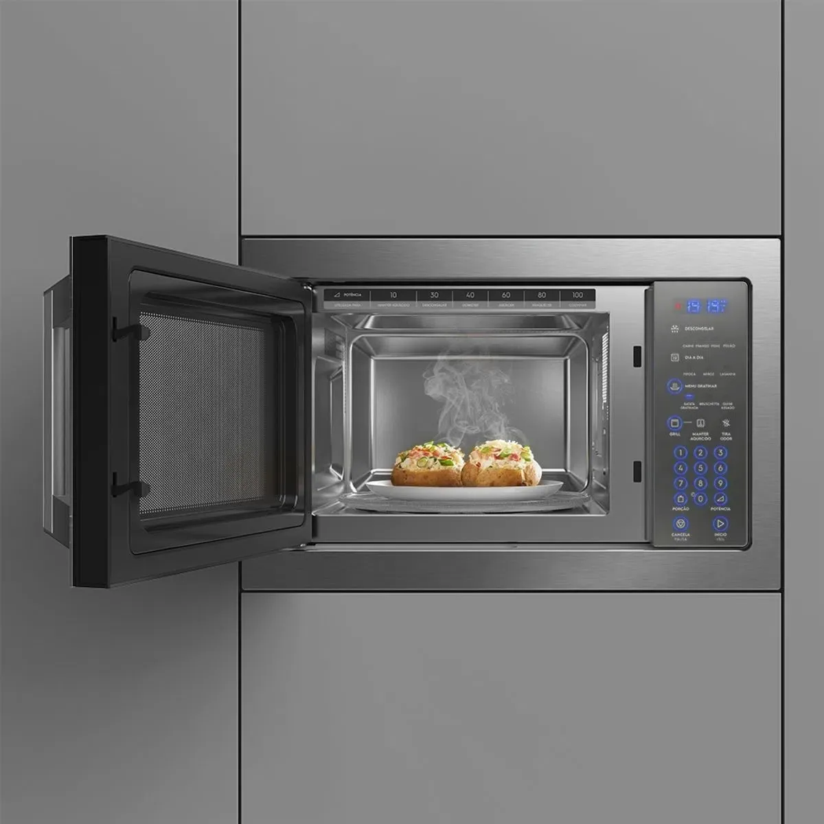 Micro-ondas Electrolux 34L cor Inox Home Pro com Grill e Função Tira Odor (MX43T)