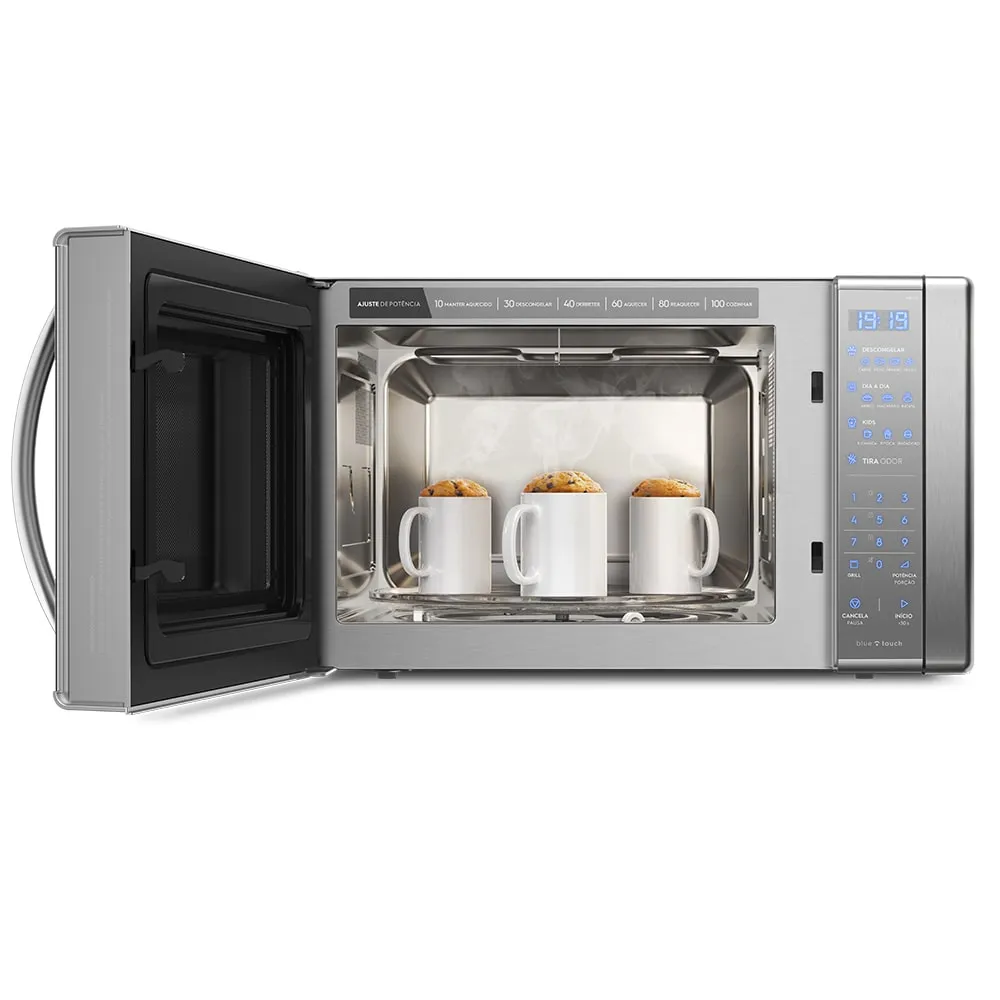 Micro-ondas Electrolux 31L cor Inox Espelhado com Função Grill e Painel Blue Touch (ME41X)