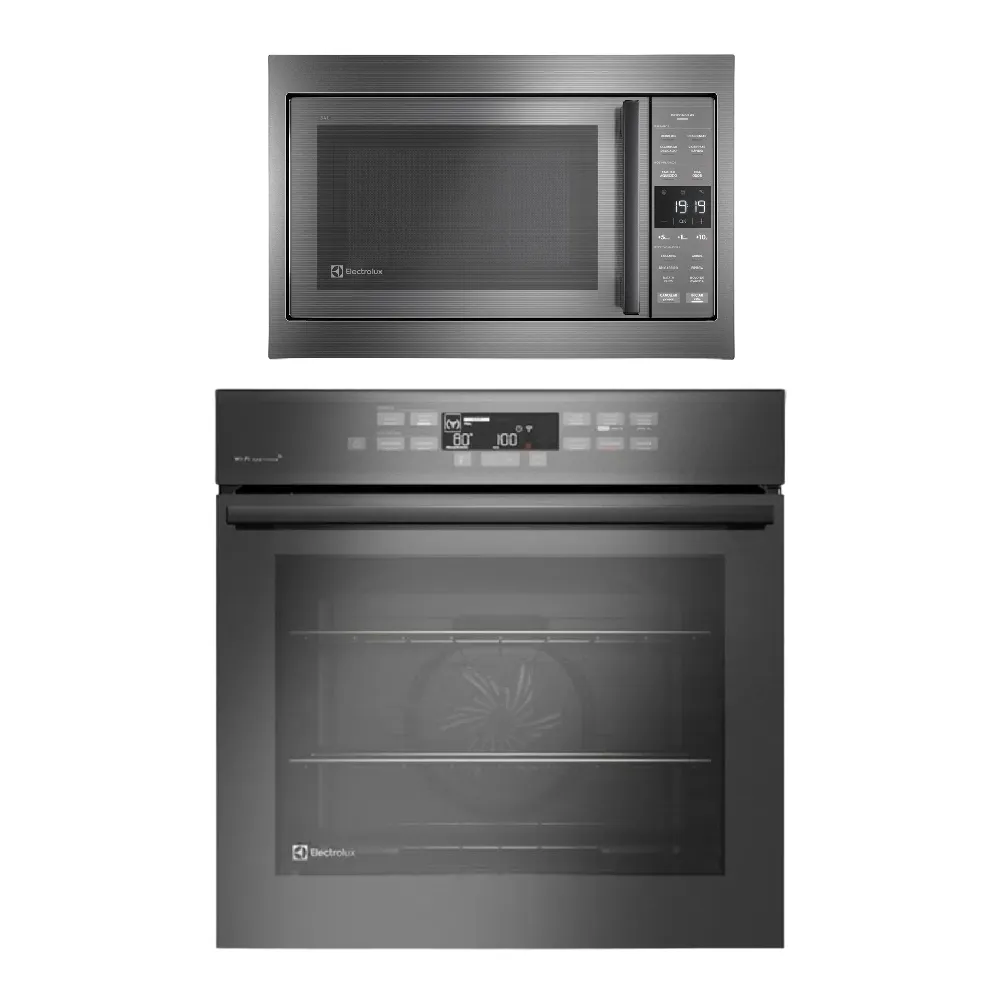Torre de cocção Micro-ondas de Embutir Experience ME3BC + Forno de Embutir Elétrico Cinza (OE8EW) Electrolux