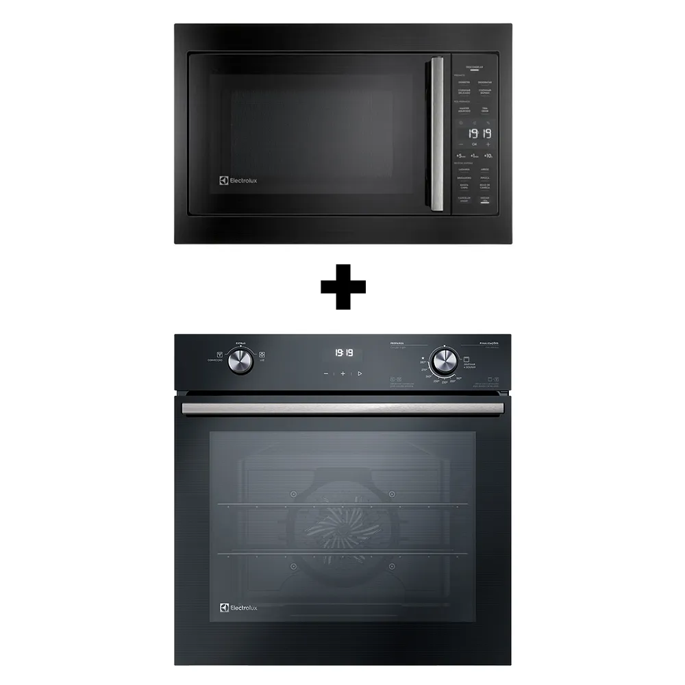 Torre de Cocção com Micro-ondas de Embutir 34l Experience + Forno de Embutir a Gás 80L Efficient com PerfectCook360 Electrolux (ME3BP+OE8GH)