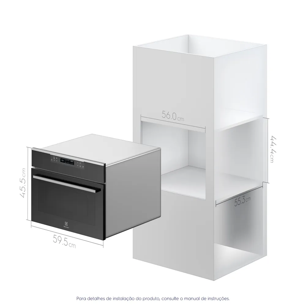 Torre de Cocção com Forno de Embutir Multifuncional 43L com Micro-ondas + Forno de Embutir 72L Elétrico a Vapor Electrolux (ME4EP)+(OE8ES)