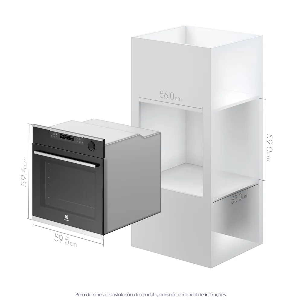 Torre de Cocção com Forno de Embutir Multifuncional 43L com Micro-ondas + Forno de Embutir 72L Elétrico a Vapor Electrolux (ME4EP)+(OE8ES)