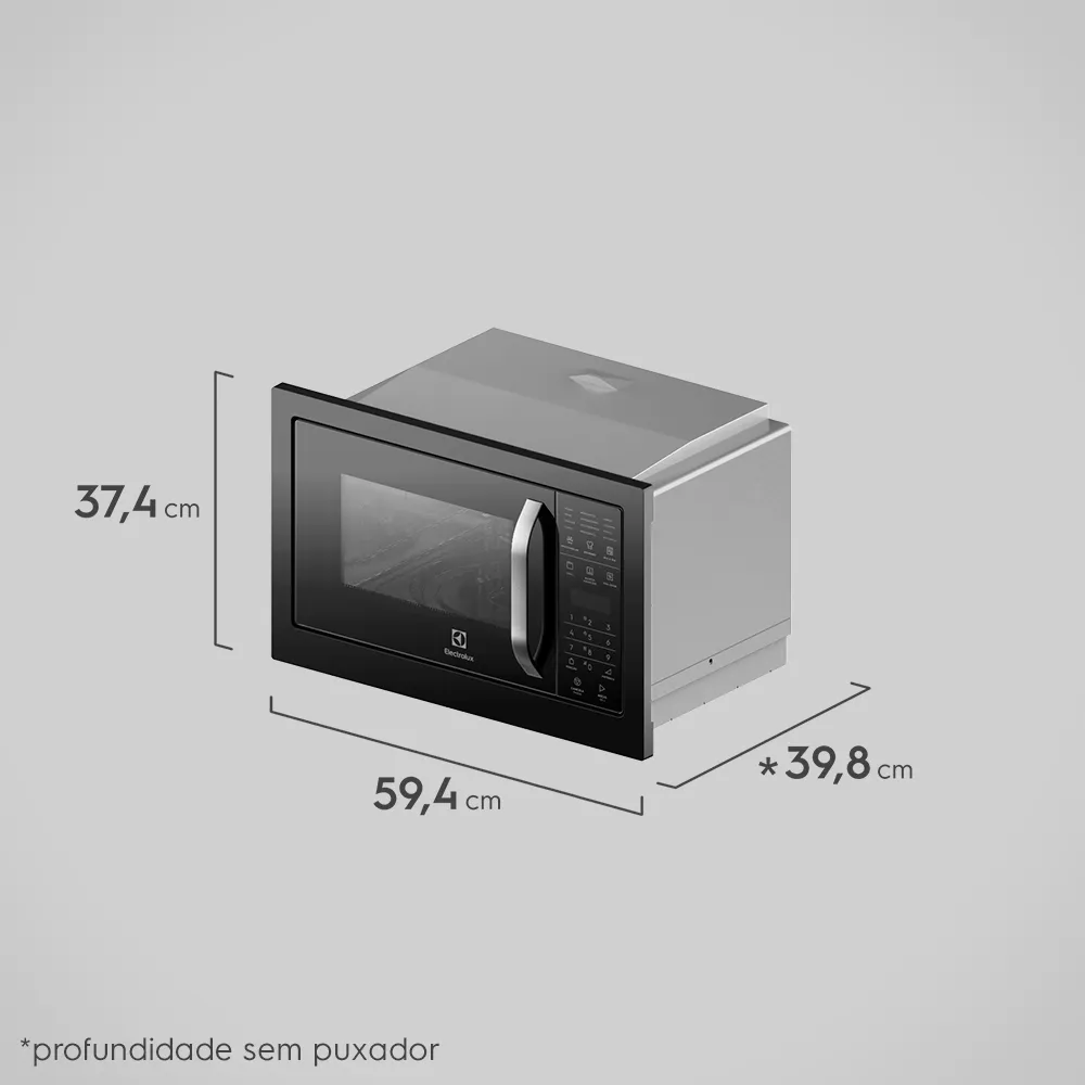 Micro-ondas de Embutir Electrolux 28L Preto com Função Grill e Painel Blue Touch (MB38P)