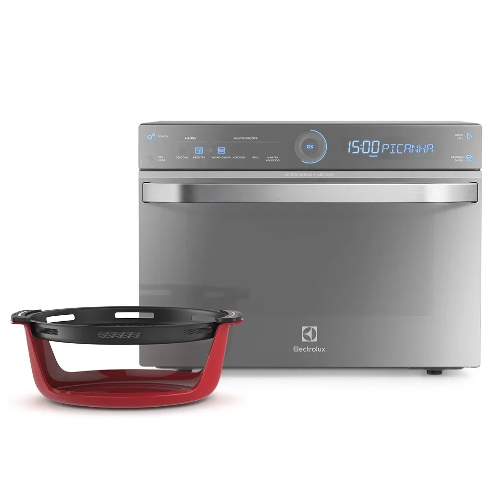 Micro-ondas Electrolux 32L cor Inox Espelhado com Função Aircook e Grill (MGA42)
