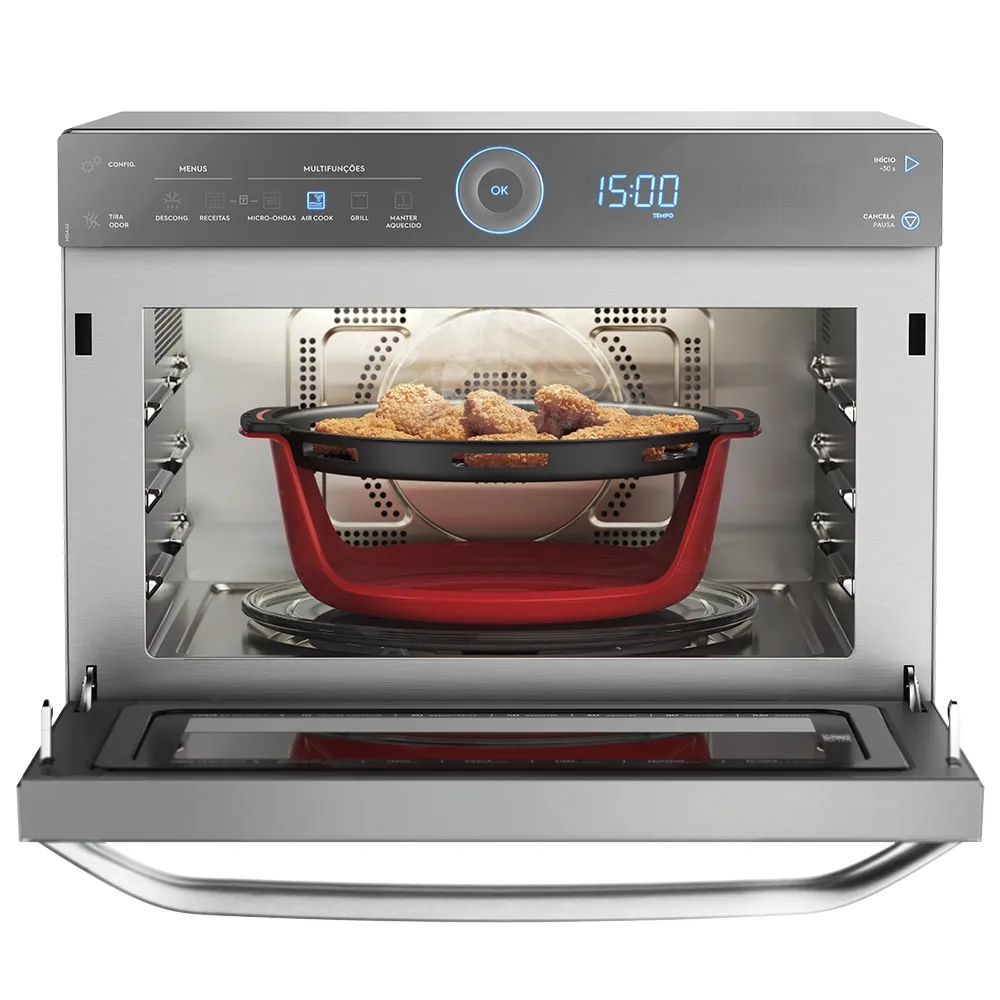 Micro-ondas Electrolux 32L cor Inox Espelhado com Função Aircook e Grill (MGA42)