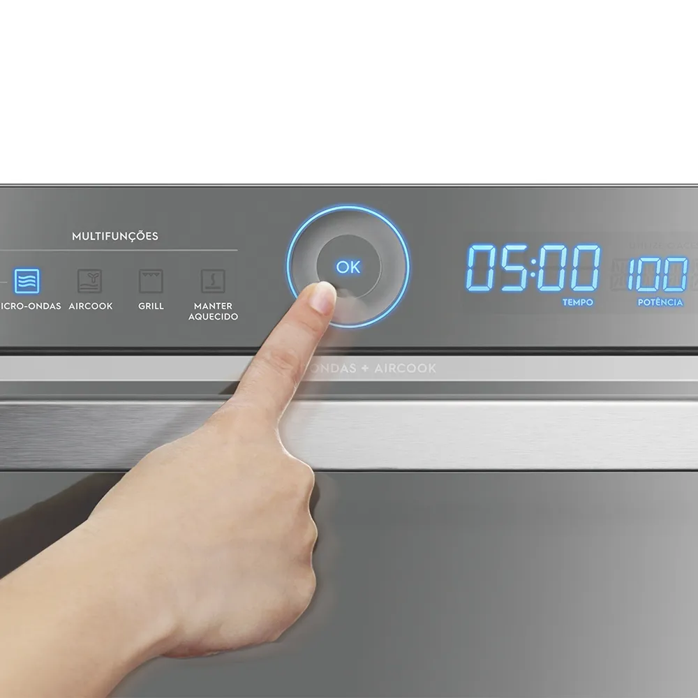 Micro-ondas Electrolux 32L cor Inox Espelhado com Função Aircook e Grill (MGA42)