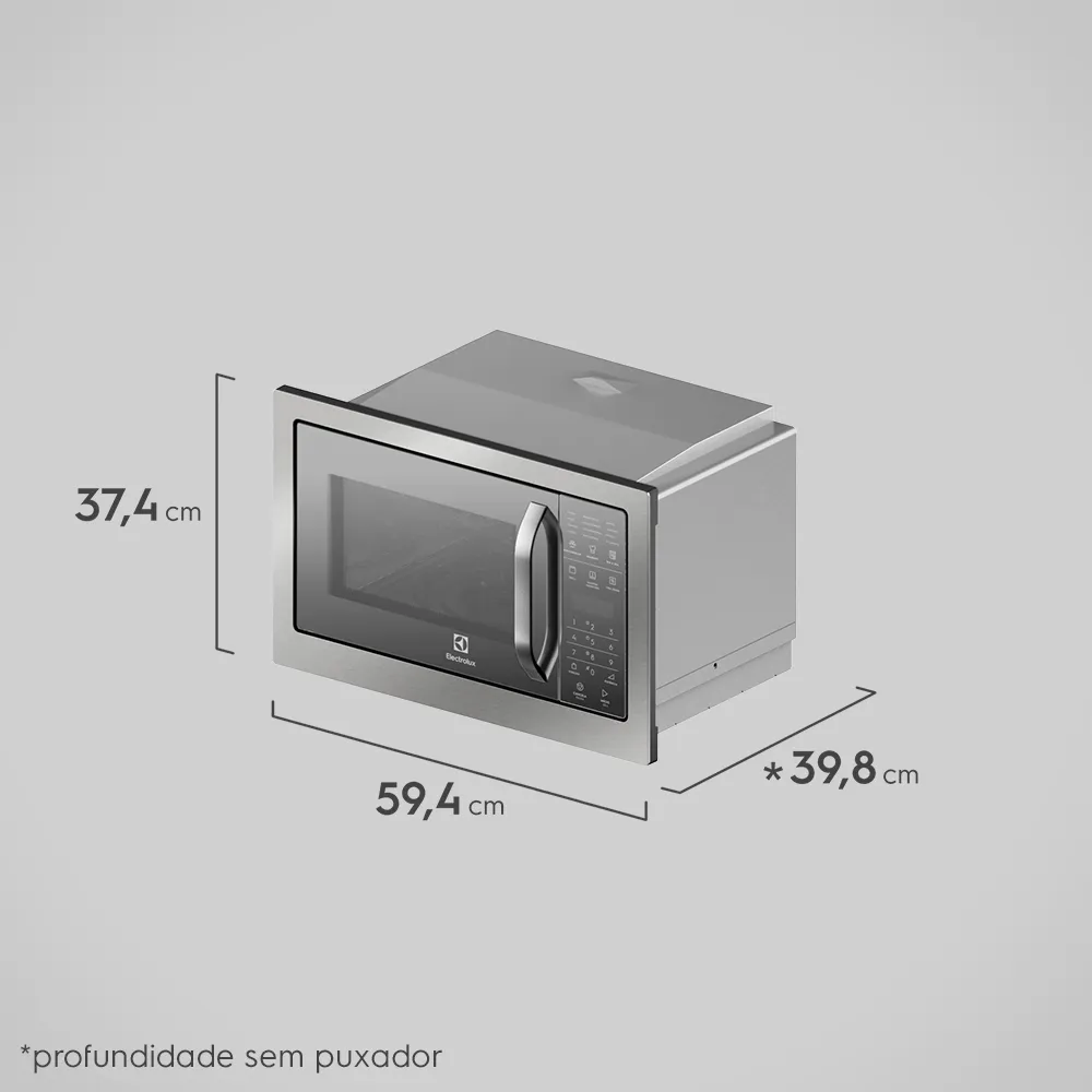 Micro-ondas de Embutir Electrolux 28L cor Inox Espelhado com Função Grill e Painel Blue Touch (MB38T)