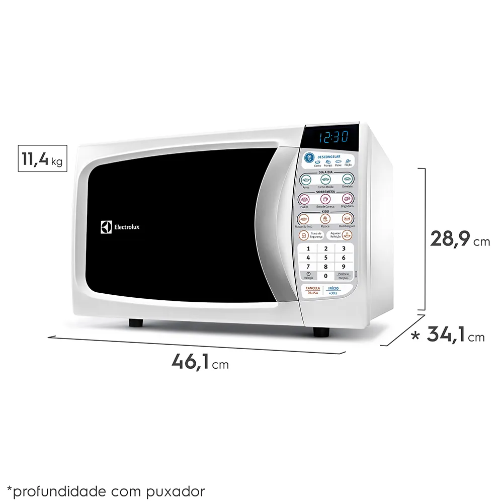 Micro-ondas Electrolux 20L Branco Painel Seguro e Display Digital (MTD30)