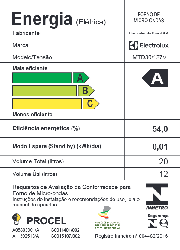Micro-ondas Electrolux 20L Branco Painel Seguro e Display Digital (MTD30)