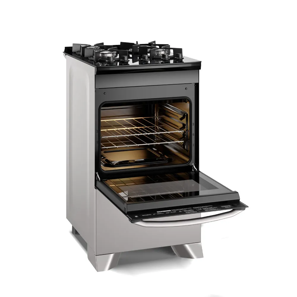 Fogão 4 bocas Electrolux Cinza Efficient Mesa Vidro, Tripla Chama e PerfectCook (FE4GG)
