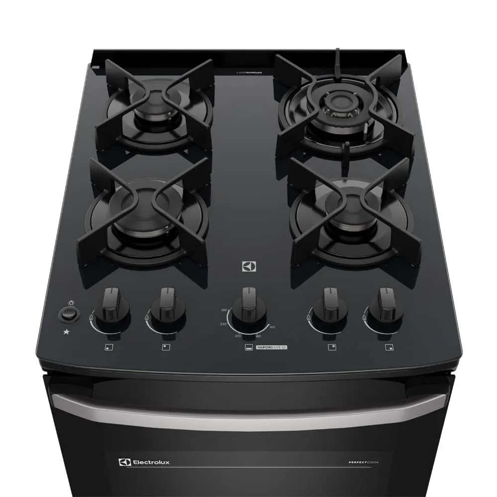 Fogão 4 bocas Electrolux Cinza Efficient Mesa Vidro, Tripla Chama e PerfectCook (FE4GG)