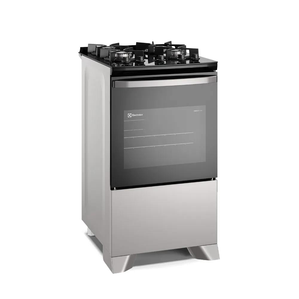 Fogão 4 bocas Electrolux Cinza Efficient Mesa Vidro, Tripla Chama e PerfectCook (FE4GG)