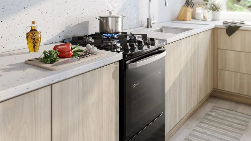 Fogão 4 bocas Electrolux Preto Efficient Mesa Vidro, Tripla Chama e PerfectCook (FE4GB)