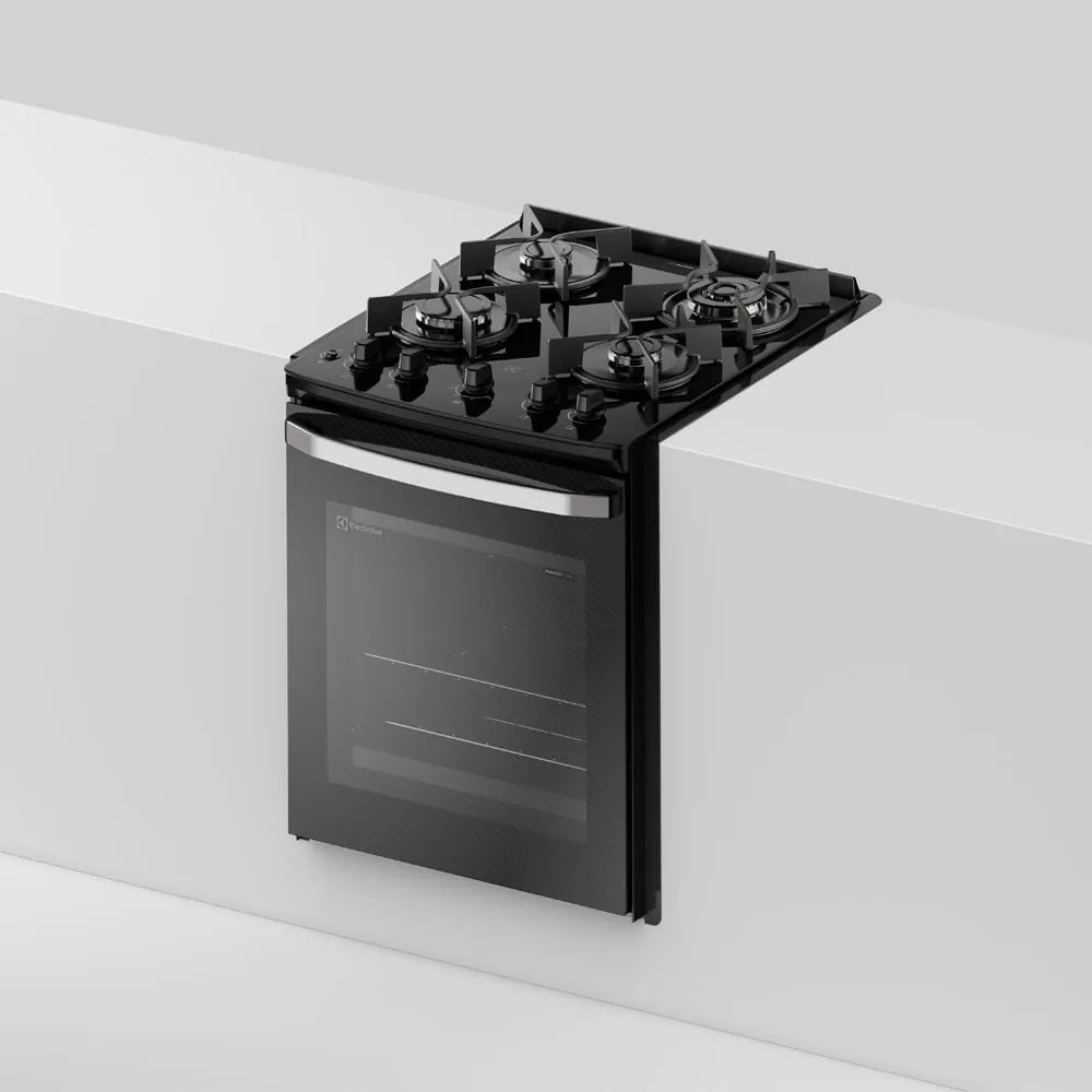 Fogão de Embutir 4 bocas Electrolux Preto Experience Mesa de Vidro e VaporBake (FE4BB)