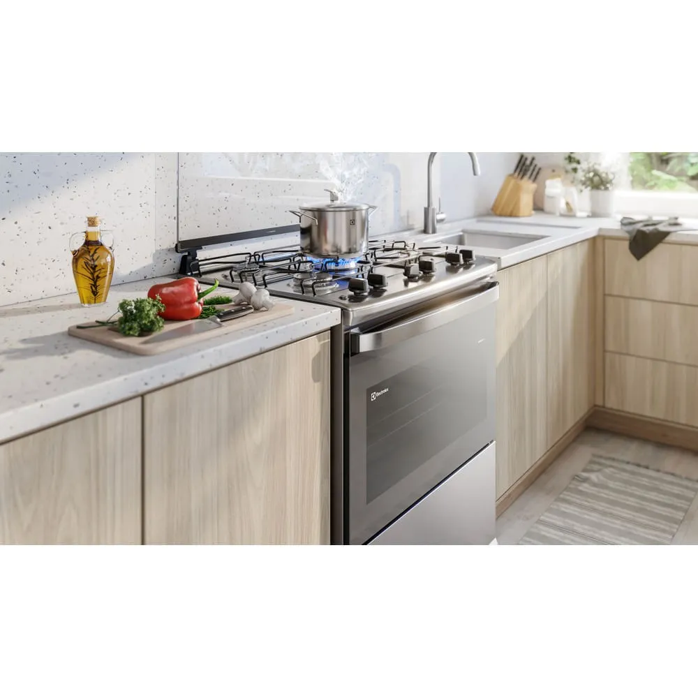 Fogão 5 bocas Electrolux Cinza Efficient Mesa Inox, PerfectCook e VaporBake® (FE5IG)