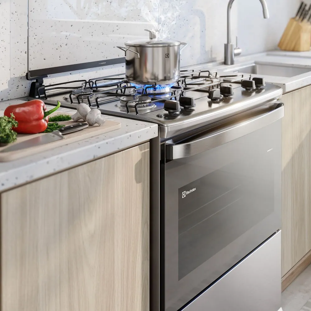 Fogão 5 bocas Electrolux Cinza Efficient Mesa Inox, PerfectCook e VaporBake® (FE5IG)