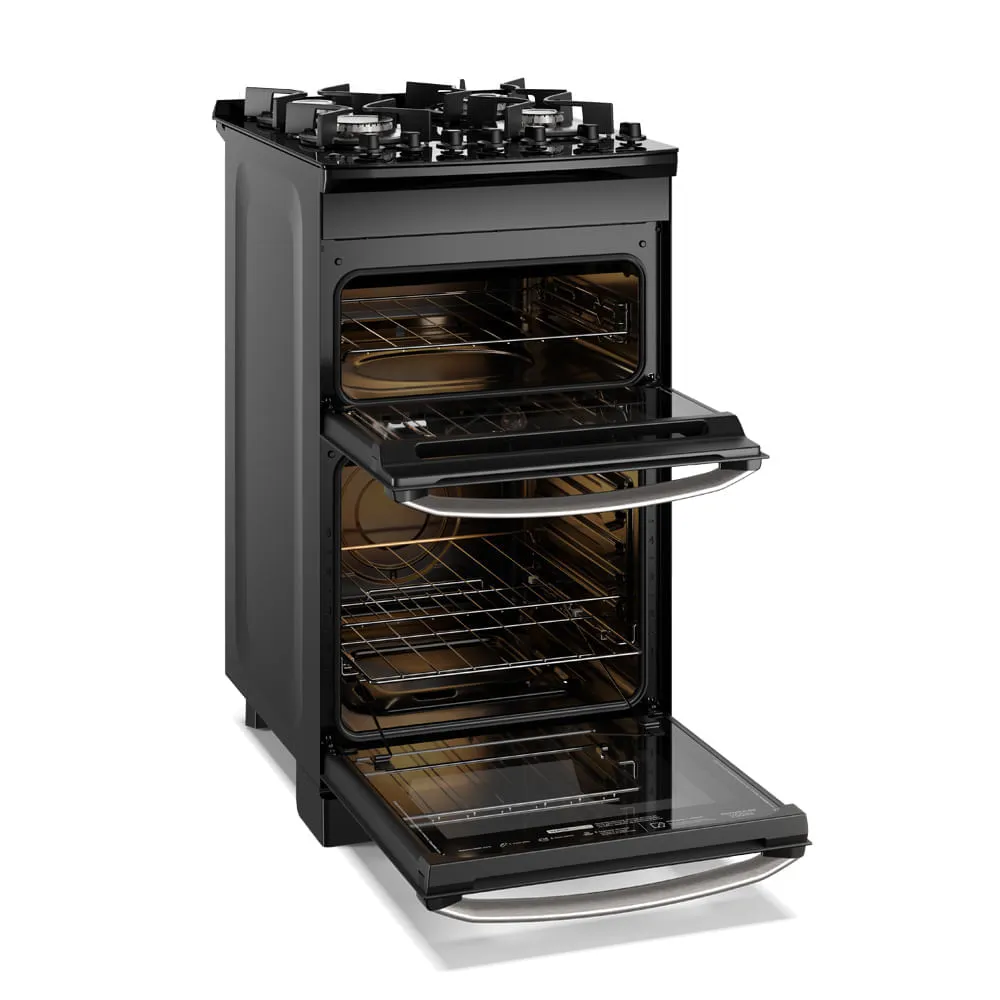 Fogão 4 bocas Electrolux Preto Experience Mesa de Vidro, 2 Fornos e Grade de Ferro Fundido (FE4DB)