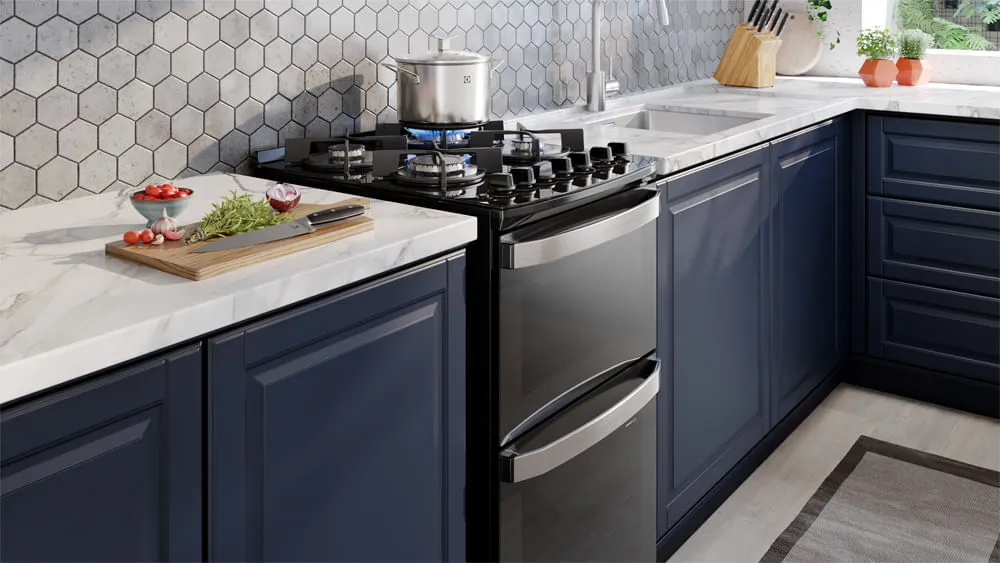 Fogão 4 bocas Electrolux Preto Experience Mesa de Vidro, 2 Fornos e Grade de Ferro Fundido (FE4DB)