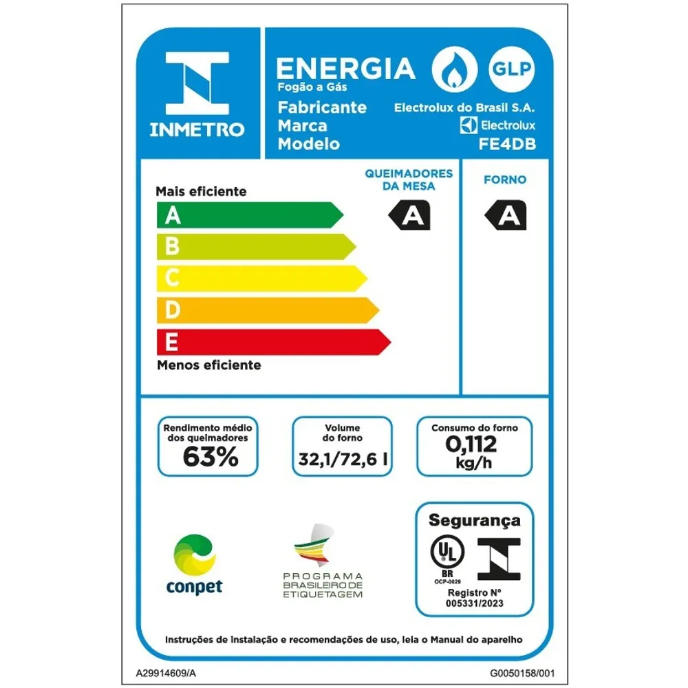 Fogão 4 bocas Electrolux Preto Experience Mesa de Vidro, 2 Fornos e Grade de Ferro Fundido (FE4DB)