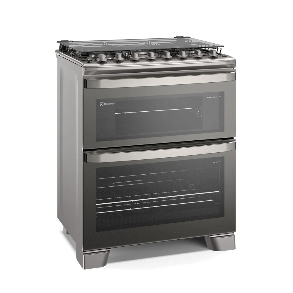 Fogão 5 bocas Electrolux Cinza Experience com Duplo Forno, PerfectCook360 e Vapor Bake (FE5DC)