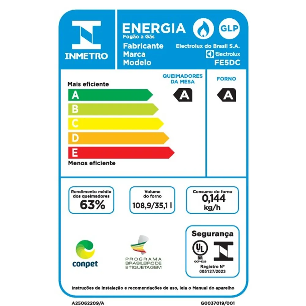 Fogão 5 bocas Electrolux Cinza Experience com Duplo Forno, PerfectCook360 e Vapor Bake (FE5DC)