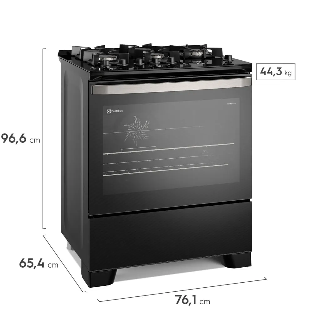 Fogão 5 bocas Electrolux Preto Experience Mesa de Vidro, Grill e PerfectCook360 (FE5CB)