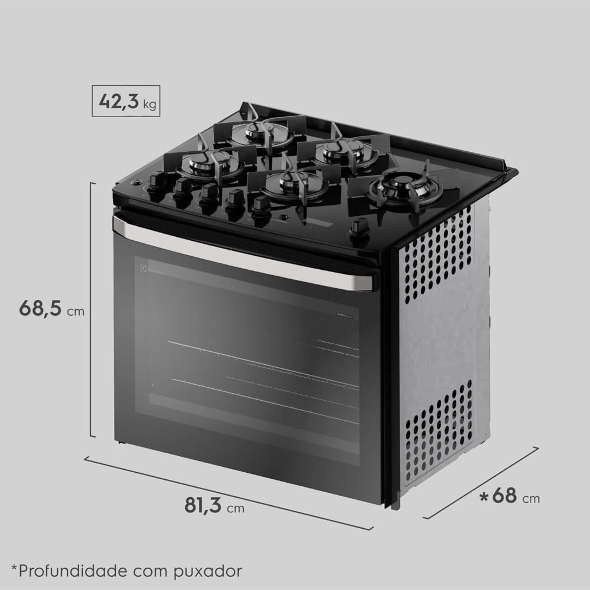 Fogão de Embutir 5 bocas Electrolux Preto Experience com Mesa de Vidro, Grill e PerfectCook360 (FE5EB)