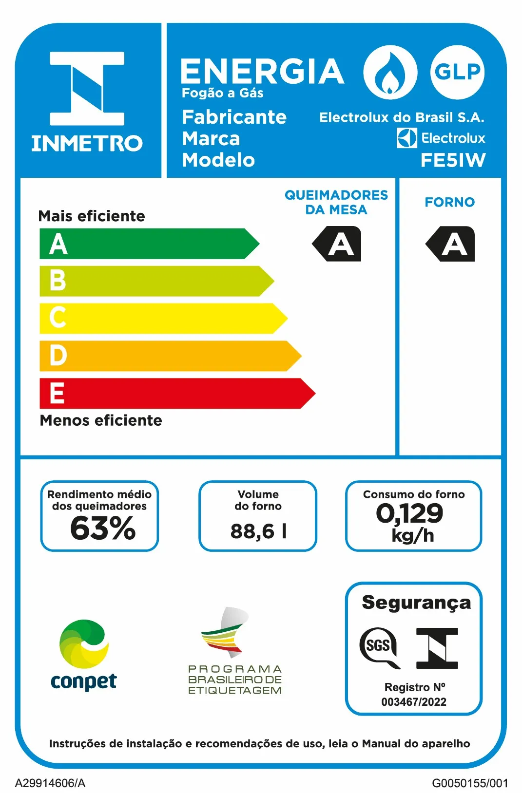 Fogão 5 bocas Electrolux Branco Efficient Mesa Inox, PerfectCook e VaporBake® (FE5IW)