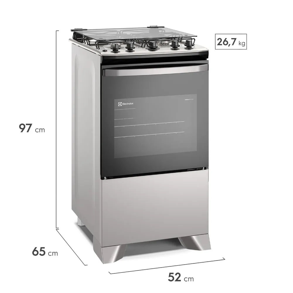 Fogão 4 bocas Electrolux Cinza Efficient Mesa Inox, PerfectCook e VaporBake® (FE4IG)